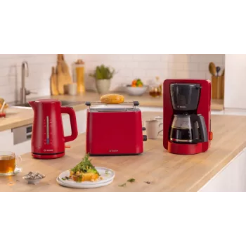 Καφετιέρα φίλτρου Bosch TKA3M134 — 1,4 l δοχείο νερού, χωρητικότητα 15 φλιτζάνια, κόκκινο