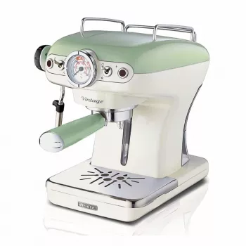 Ariete 1389 Vintage Μηχανή εσπρέσο - Μηχανή εσπρέσο για αλεσμένο καφέ ή ESE-Pads, σε παστέλ πράσινο χρώμα