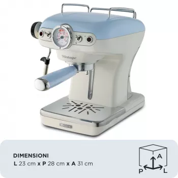 Ariete 1389 Vintage Μηχανή εσπρέσο - Μηχανή εσπρέσο για σκόνη καφέ ή ESE-Pads, σε παστέλ μπλε