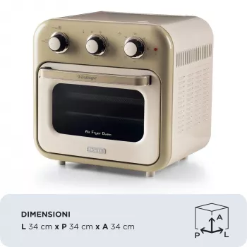 Φριτέζα θερμού αέρα και φούρνος Ariete 4632 Vintage, 1400W, 2in1, χωρητικότητα 16L, αξεσουάρ περιλαμβάνονται, χρονοδιακόπτης 60 λεπτών, διπλό γυαλί, μπεζ