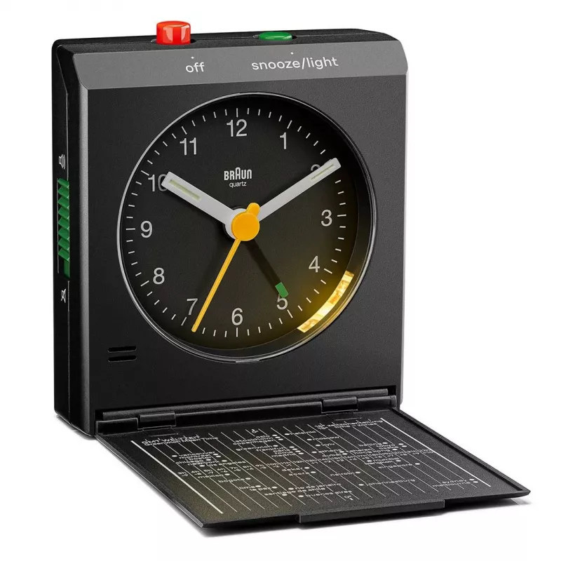 Ξυπνητήρι BRAUN BC 05 B Quartz Foldable Μαύρο — συμπαγές ξυπνητήρι ταξιδίου