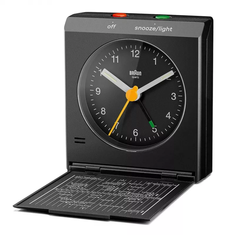 Ξυπνητήρι BRAUN BC 05 B Quartz Foldable Μαύρο — συμπαγές ξυπνητήρι ταξιδίου