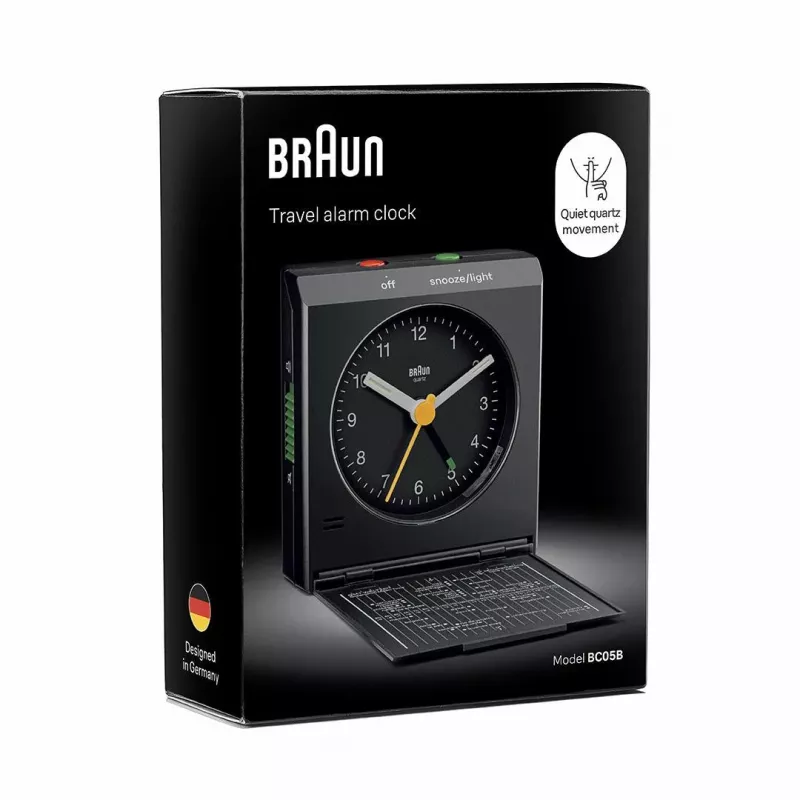 Ξυπνητήρι BRAUN BC 05 B Quartz Foldable Μαύρο — συμπαγές ξυπνητήρι ταξιδίου