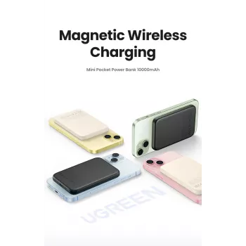 Ugreen 25208 Powerbank 10000 mAh ασύρματη φόρτιση μπεζ