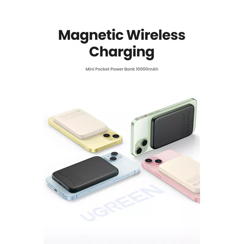 Ugreen 25208 Powerbank 10000 mAh ασύρματη φόρτιση μπεζ