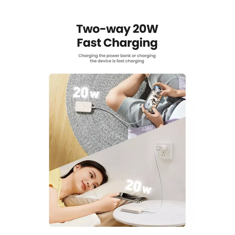 Ugreen 25208 Powerbank 10000 mAh ασύρματη φόρτιση μπεζ