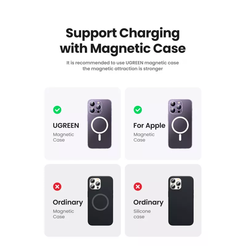 Ugreen 25208 Powerbank 10000 mAh ασύρματη φόρτιση μπεζ