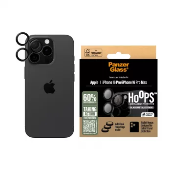 Προστασία φακού κάμερας PanzerGlass ® Hoops® μαύρη iPhone 16 Pro | 16 Pro Max