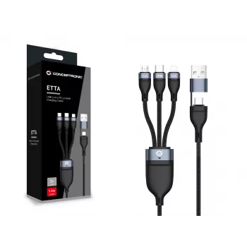 Conceptronic ETTA05B15 Καλώδιο φόρτισης USB 3-in-1 PD 3.0 60W 1,5 m, 20V 3A, 480Mbps