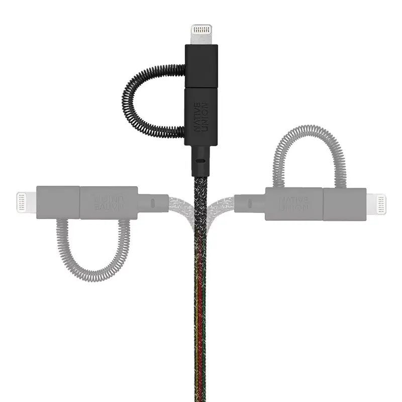 Καλώδιο USB Native Union BELT-ULC-CS-BLK-NP 2m USB-A σε USB-C/Micro-USB-A/Lightning Μαύρο