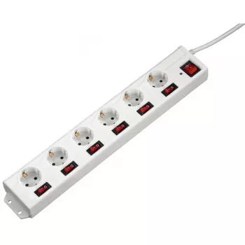 Hama 00137239 Socket Line πολύπριζο 6 θέσεων, με ξεχωριστό διακόπτη ανά πρίζα, λευκό