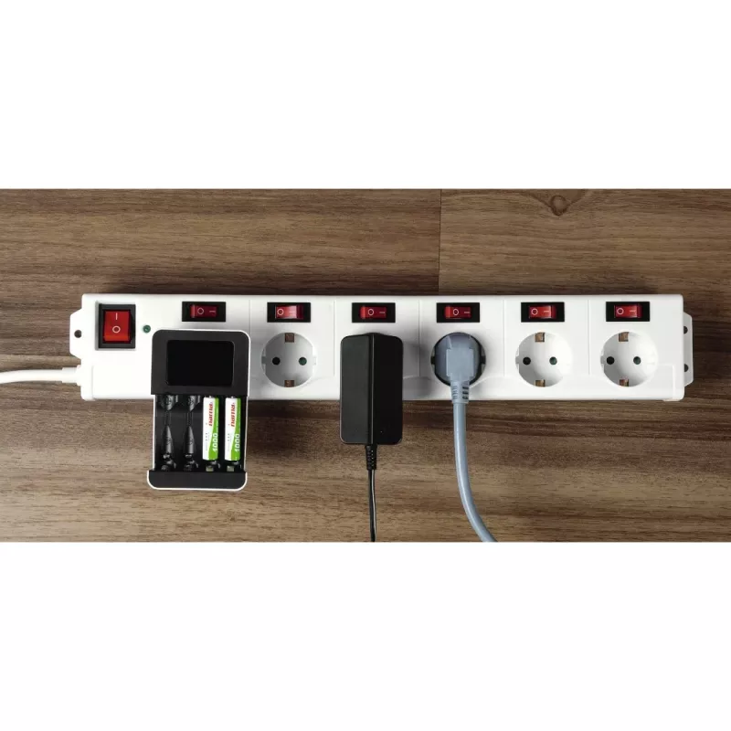 Hama 00137239 Socket Line πολύπριζο 6 θέσεων, με ξεχωριστό διακόπτη ανά πρίζα, λευκό