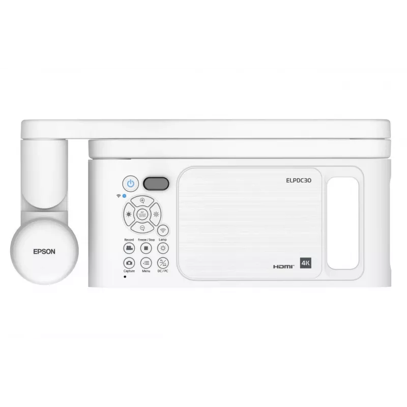 Epson ELPDC30 V12HB09080 κάμερα εγγράφων, 4K UHD (3840 x 2160), 13 MP, ψηφιακό ζουμ 23x / οπτικό 10x, CMOS, HDMI/USB/Wi-Fi, λευκή