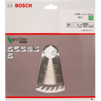 Bosch Optiline Wood Δίσκοι πριονιού, ξύλο, 19 cm, Bosch, 340 g, 1 τεμ.