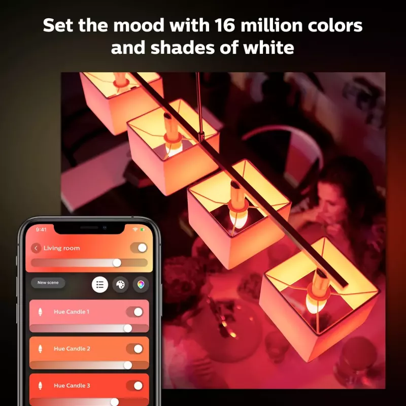 Έξυπνος λαμπτήρας Philips Hue White and colour ambience κερί E14, Bluetooth/Zigbee, 5,3 W (συσκευασία 2 τεμ.)