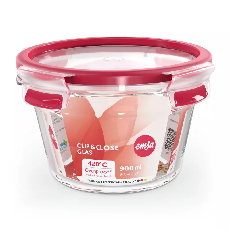 EMSA CLIP & CLOSE N10404 Στρογγυλό δοχείο 0,9 L Διαφανές 1 τεμ.