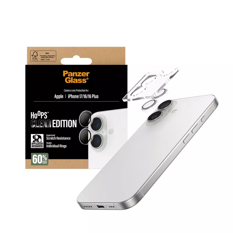 PanzerGlass ® Hoops® Προστασία φακού κάμερας Διαφανές iPhone 17 | iPhone 16 | 16 Plus