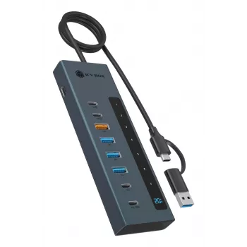 RAIDSONIC ICY BOX Hub 9 σε 1 με Power Delivery, USB 3.2 Gen 2 Type-C/Type-A Host, αλουμίνιο, μπλε