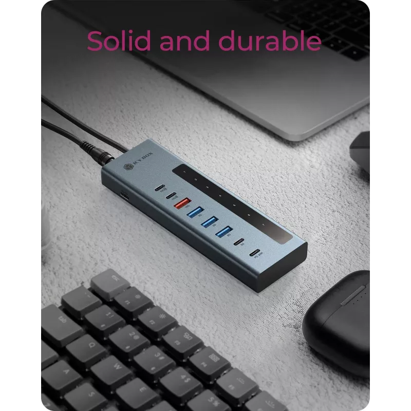 RAIDSONIC ICY BOX Hub 9 σε 1 με Power Delivery, USB 3.2 Gen 2 Type-C/Type-A Host, αλουμίνιο, μπλε