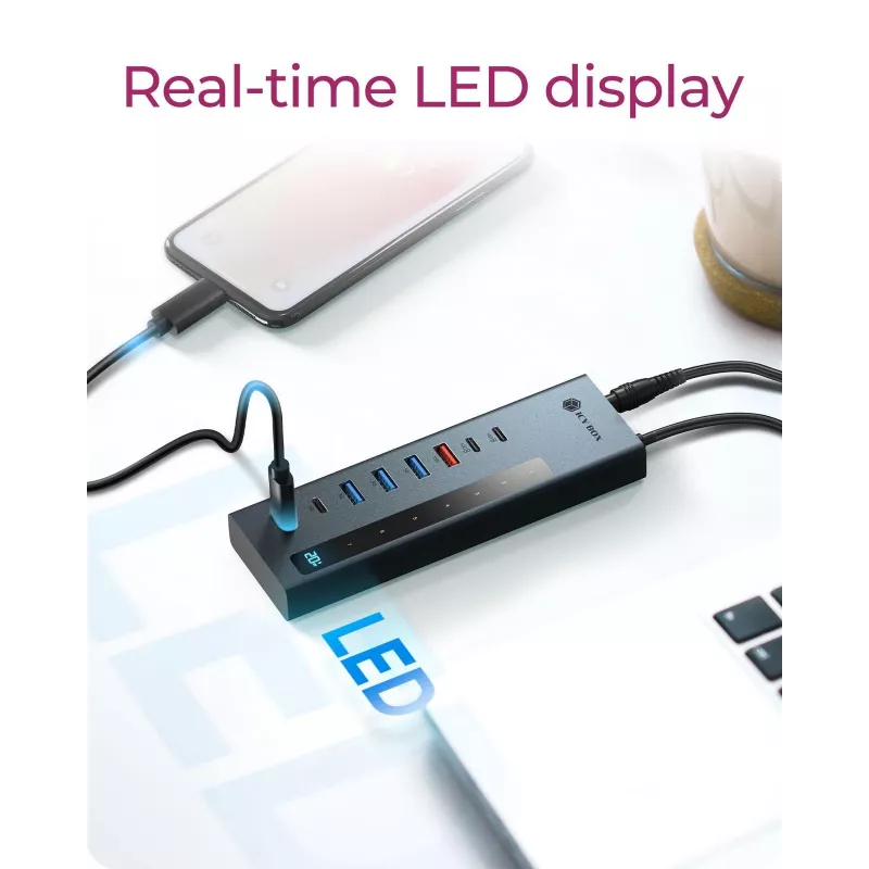 RAIDSONIC ICY BOX Hub 9 σε 1 με Power Delivery, USB 3.2 Gen 2 Type-C/Type-A Host, αλουμίνιο, μπλε