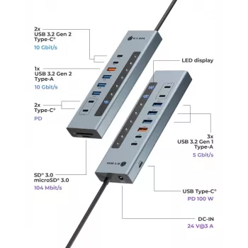 ICY BOX Hub USB Type-C 11 σε 1 με αναγνώστη καρτών και PD