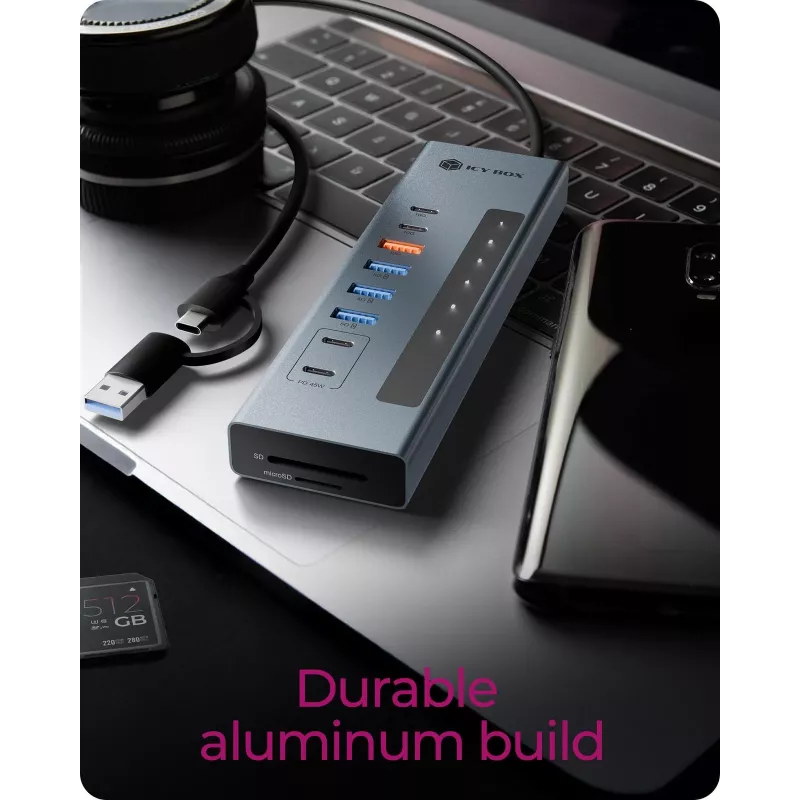 ICY BOX Hub USB Type-C 11 σε 1 με αναγνώστη καρτών και PD