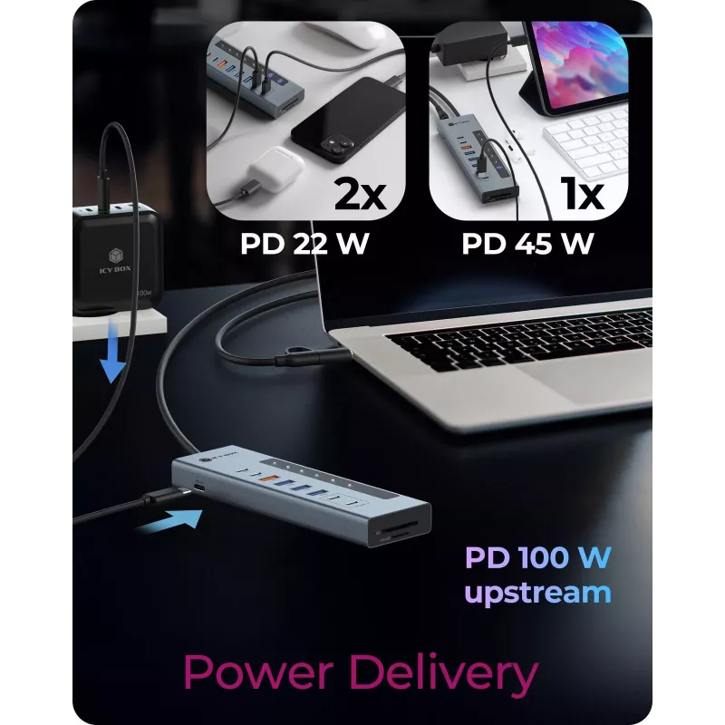 ICY BOX Hub USB Type-C 11 σε 1 με αναγνώστη καρτών και PD