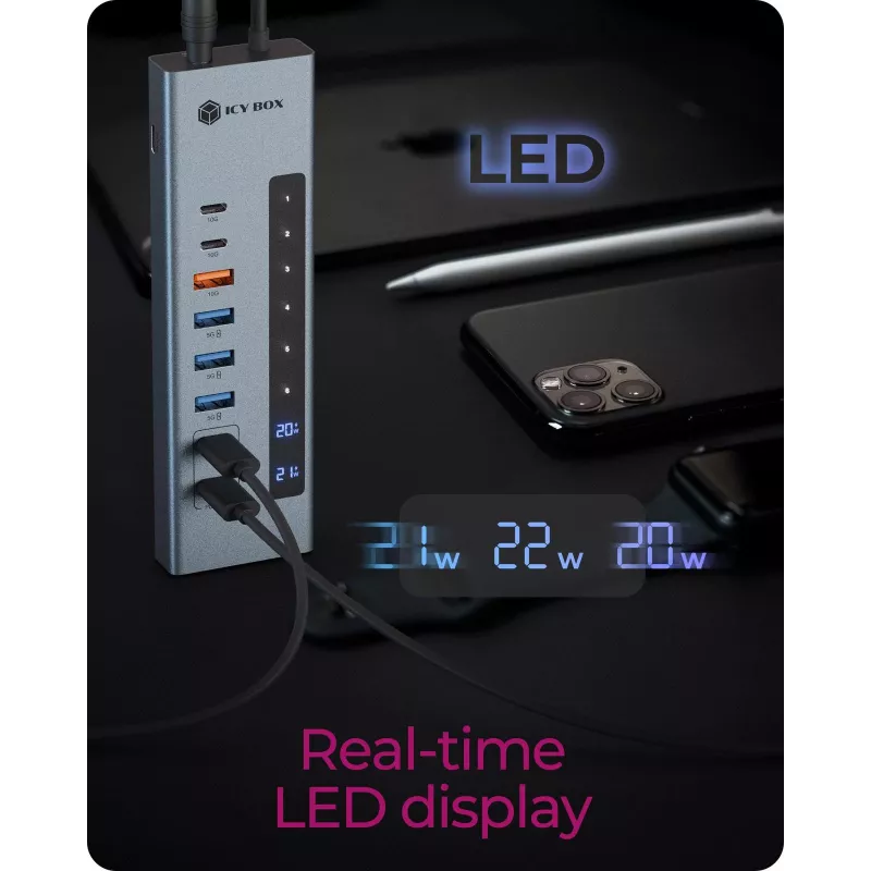 ICY BOX Hub USB Type-C 11 σε 1 με αναγνώστη καρτών και PD