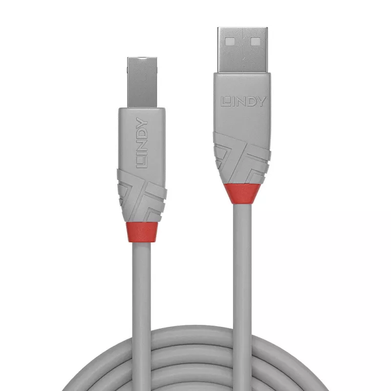 Lindy 5m καλώδιο USB 2.0 Type-A σε B, Anthra Line, γκρι