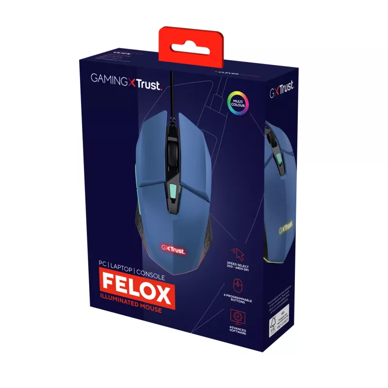 Trust GXT109B FELOX Ποντίκι Gaming Αμφιδέξιο USB Type-A 6400 DPI