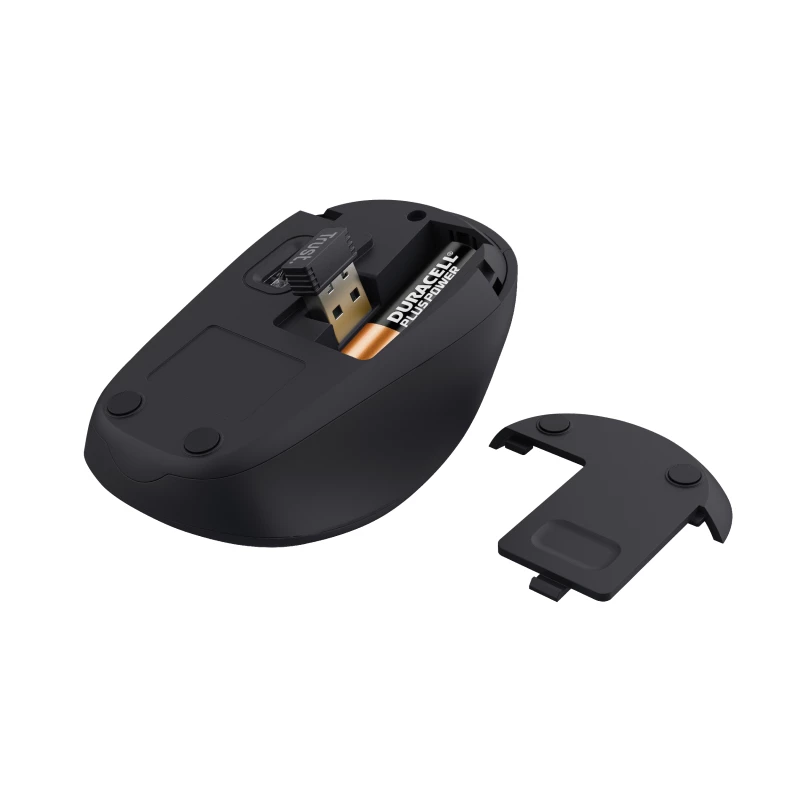 Trust Yvi+ Silent Ασύρματο ποντίκι, Δεξιόχειρας, Οπτικό, RF Wireless, 1600 DPI, Μαύρο