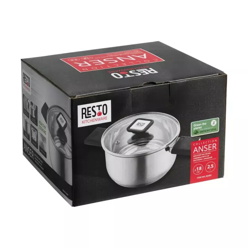 Resto Kitchenware Anser 2,5 l, στρογγυλό, μαύρο, ανοξείδωτο ατσάλι