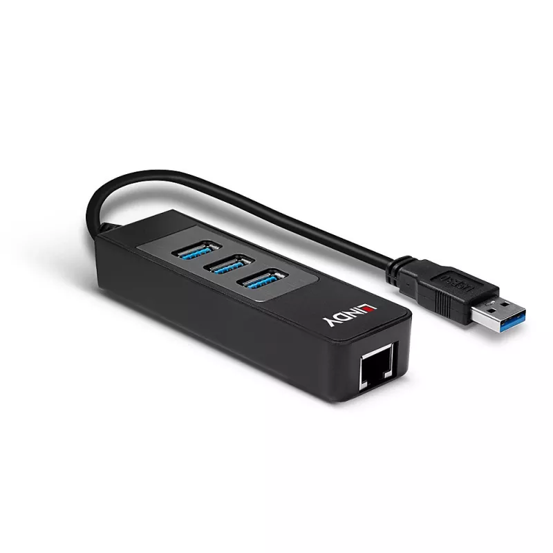 USB Hub και μετατροπέας Gigabit Ethernet Lindy 43176