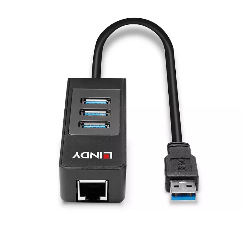 USB Hub και μετατροπέας Gigabit Ethernet Lindy 43176