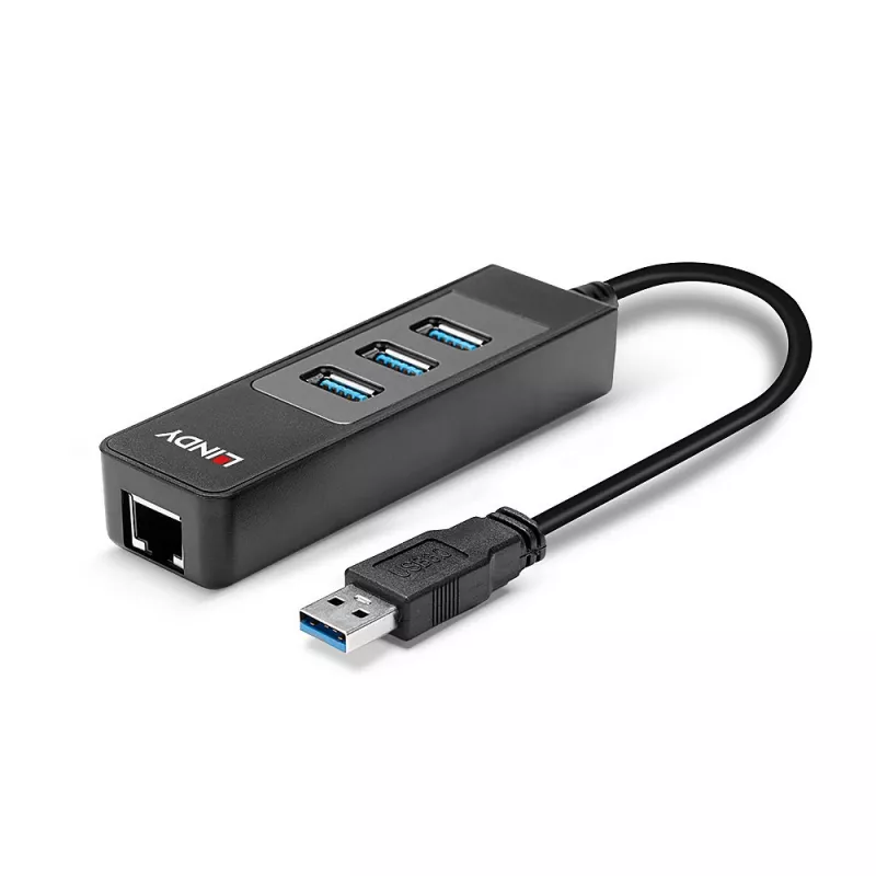 USB Hub και μετατροπέας Gigabit Ethernet Lindy 43176