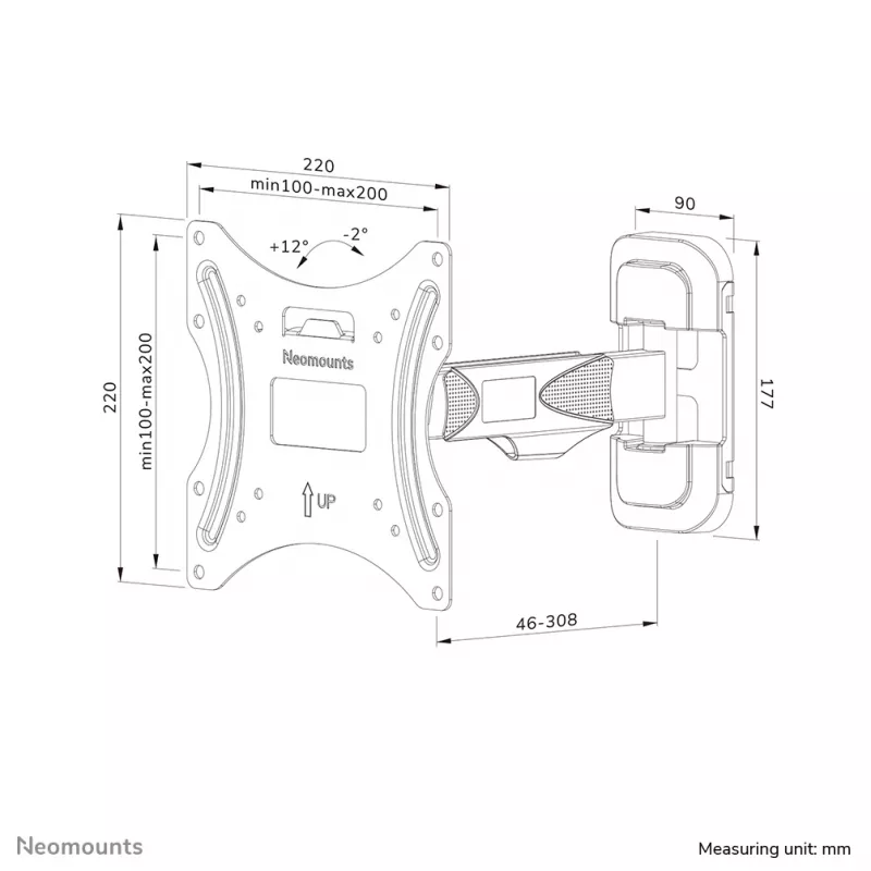 Neomounts WL40-540BL12 Βάση τηλεόρασης τοίχου 32-55 ίντσες - Full-Motion - εύκολη τοποθέτηση
