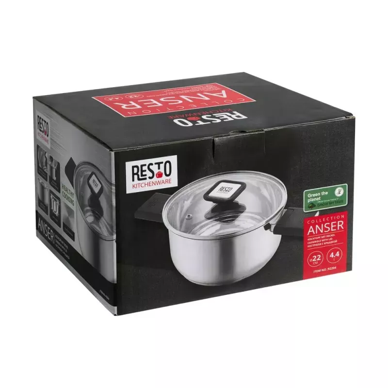 Resto Kitchenware Anser 4,4 L Στρογγυλό Μαύρο Ανοξείδωτο ατσάλι