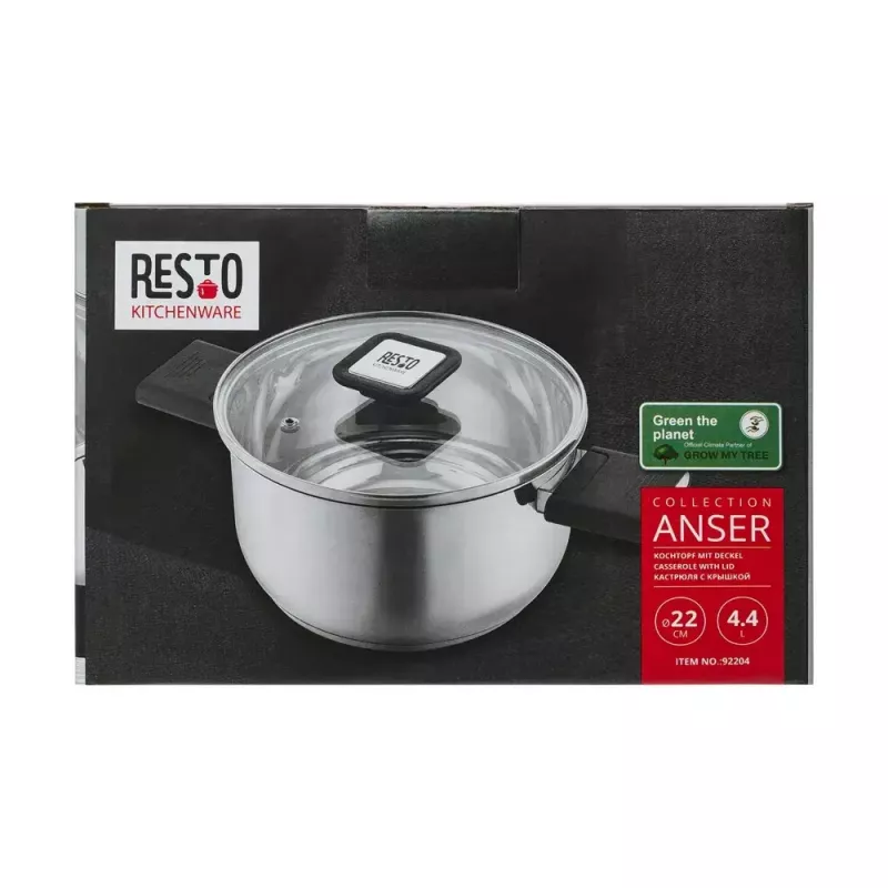 Resto Kitchenware Anser 4,4 L Στρογγυλό Μαύρο Ανοξείδωτο ατσάλι