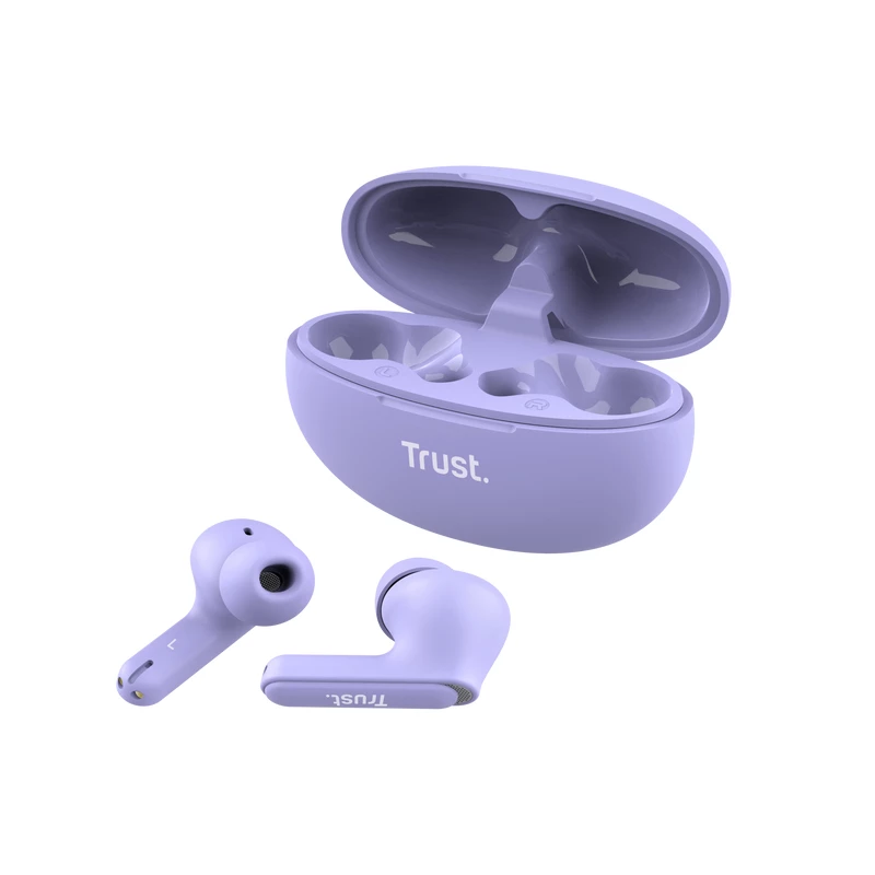 Trust Yavi 25297 ακουστικά earbuds Bluetooth με ENC, μωβ
