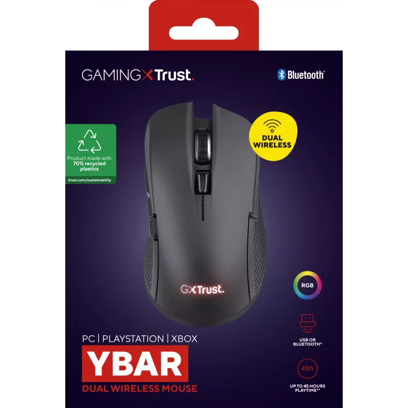 Trust GXT 931 Ybar Ποντίκι Gaming Δεξιόχειρας Bluetooth Laser 7200 DPI