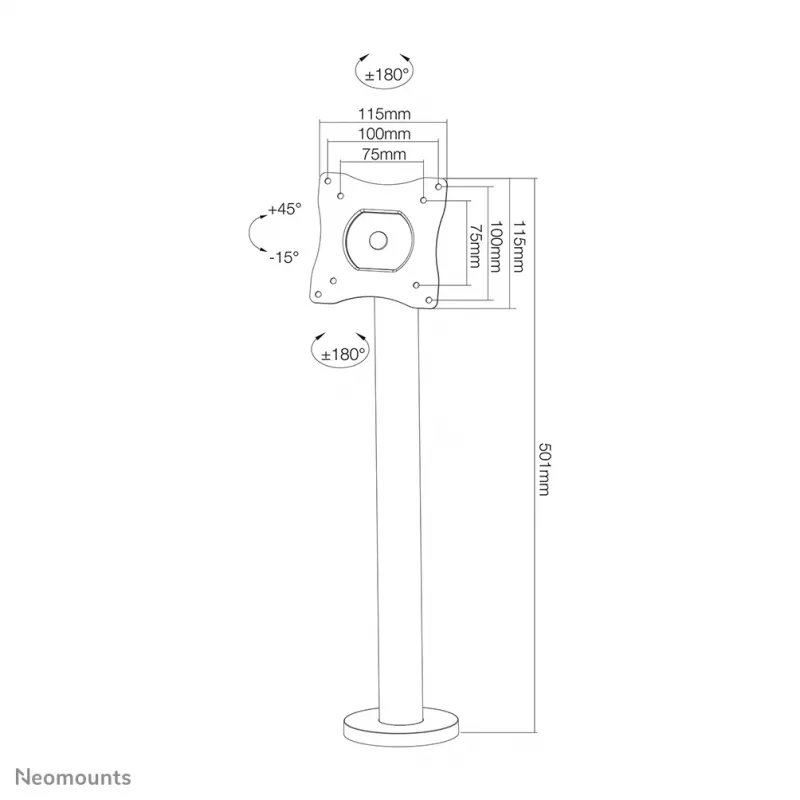 Neomounts NS-DPOS100 μαύρο Βάση οθόνης 10-32 ίντσες - Διέλευση καλωδίων