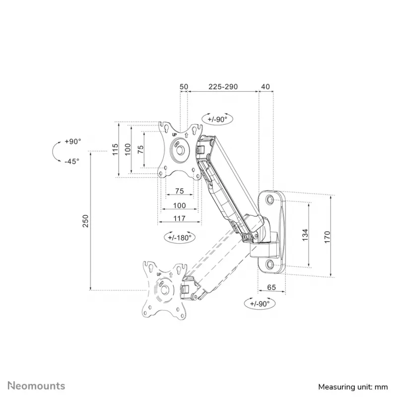 Neomounts WL70-440BL11 Βάση τοίχου οθόνης/τηλεόρασης 17-32 inch – γόμφο ελατηρίου – πλήρως κινητή