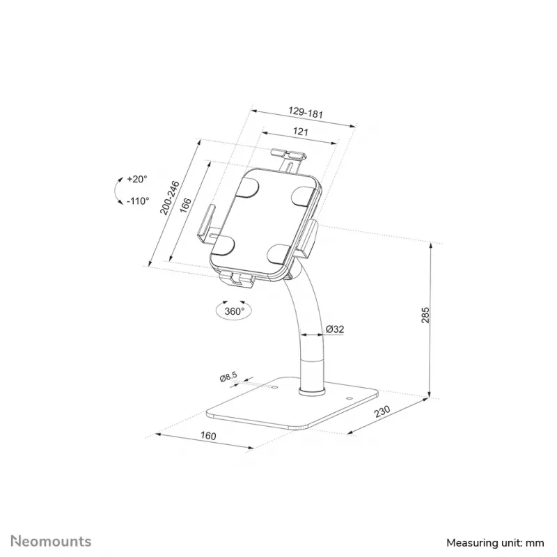 Βάση tablet Neomounts DS15-625WH1 Λευκή Παθητική βάση γραφείου