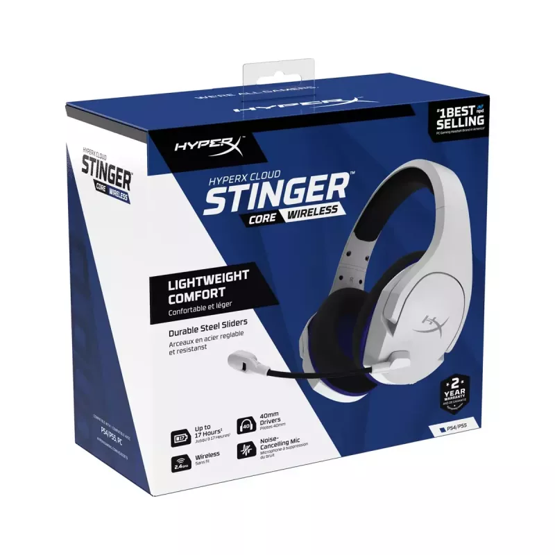 HyperX Cloud Stinger Core – Ασύρματο Gaming Headset (Λευκό-Μπλε) – PS5-PS4
