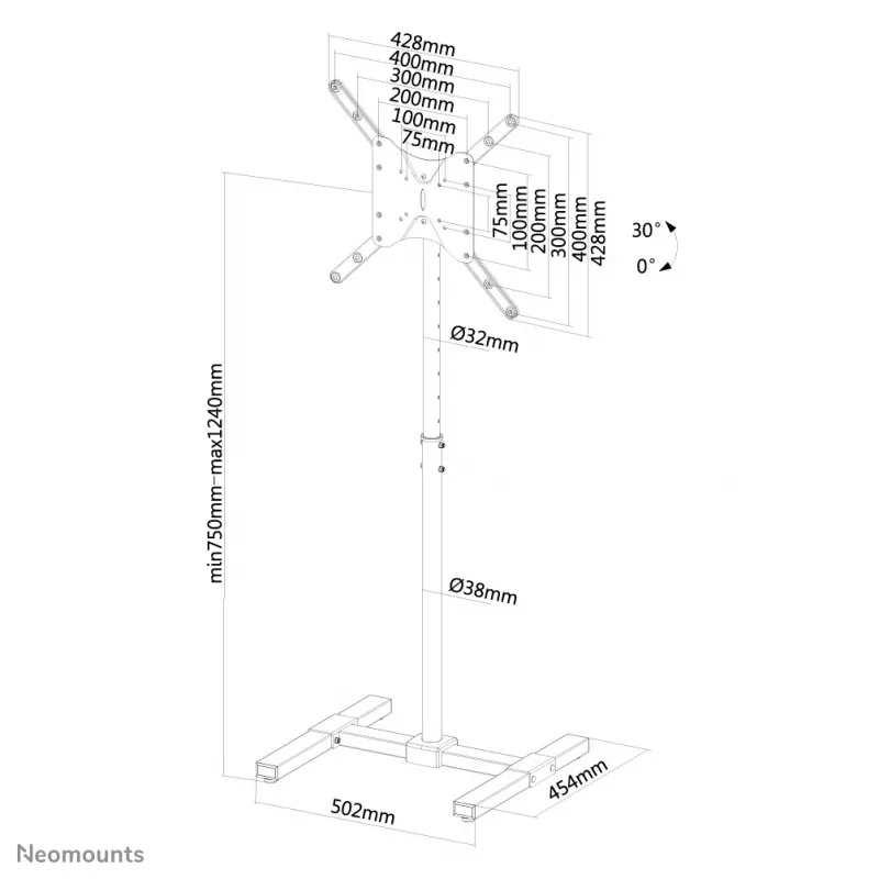 Neomounts NS-FS100Μαύρο Βάση Δαπέδου 10-55 ίντσες
