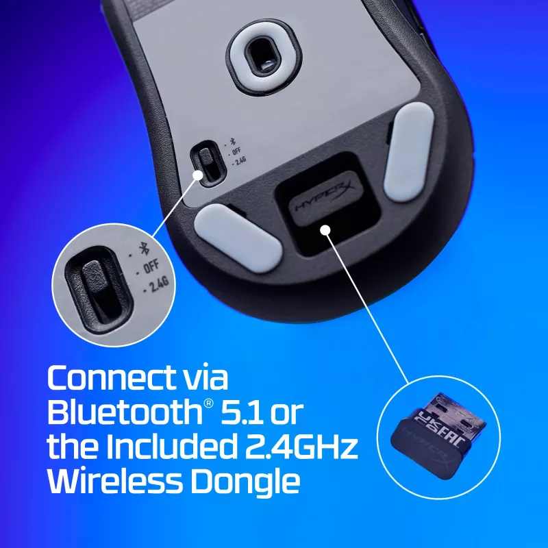 Ασύρματο gaming ποντίκι KINGSTON HyperX Pulsefire Haste 2 Mini — Αμφιδέξιο, 26.000 DPI, RF/Bluetooth/USB