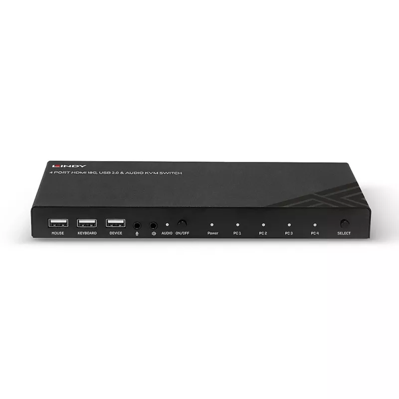 Lindy Διακόπτης KVM HDMI 18G USB 2.0 Audio 4 Θύρες 4K Ultra HD