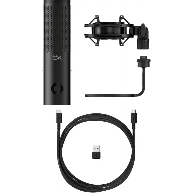 HyperX QuadCast 2 S - μικρόφωνο USB (μαύρο), επιτραπέζιο μικρόφωνο, -8 dB, 20 - 20000 Hz, 1 Ω, ενσύρματο, USB