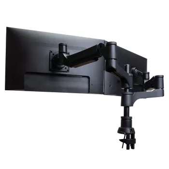 Βάση οθόνης R-Go Tools R-Go Caparo Dual, για δύο οθόνες, ρυθμιζόμενου ύψους με αμορτισέρ αερίου, αντοχή 3-9 kg, 100% κυκλικής οικονομίας, μαύρο
