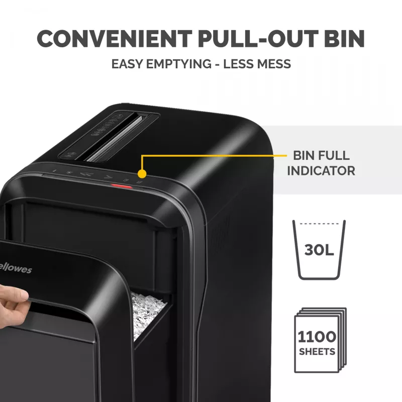 Fellowes Powershred LX221 5050401 καταστροφέας εγγράφων μικρο-κοπής, P-5, 20 φύλλα, 2 x 12 mm, 30 l, 70 dB, μαύρος